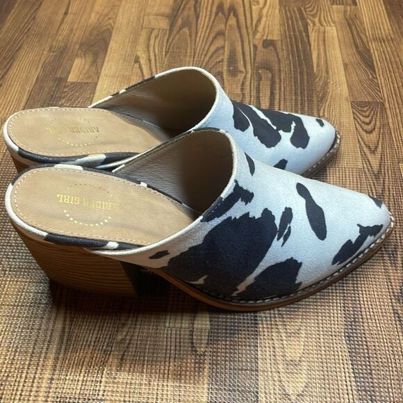 Arider Girl woman’s cow print black/white casual block heeled mules. Size 5.5. - Picture 2 of 11
